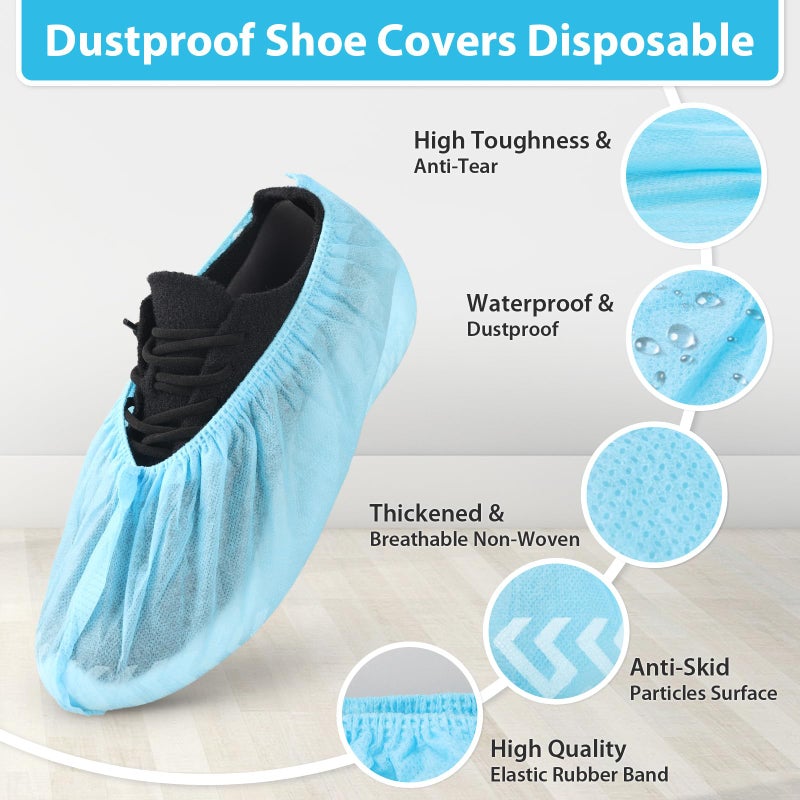 Sfee 100 Pack Shoe Covers-Disposable Shoe Covers for Indoors, Non Slip, Durable, Recyclable Non Woven Booties Shoes Cover for Workplace, Office, Home Floor Carpet Protection, One Size Fits All (Blue) - Image 3
